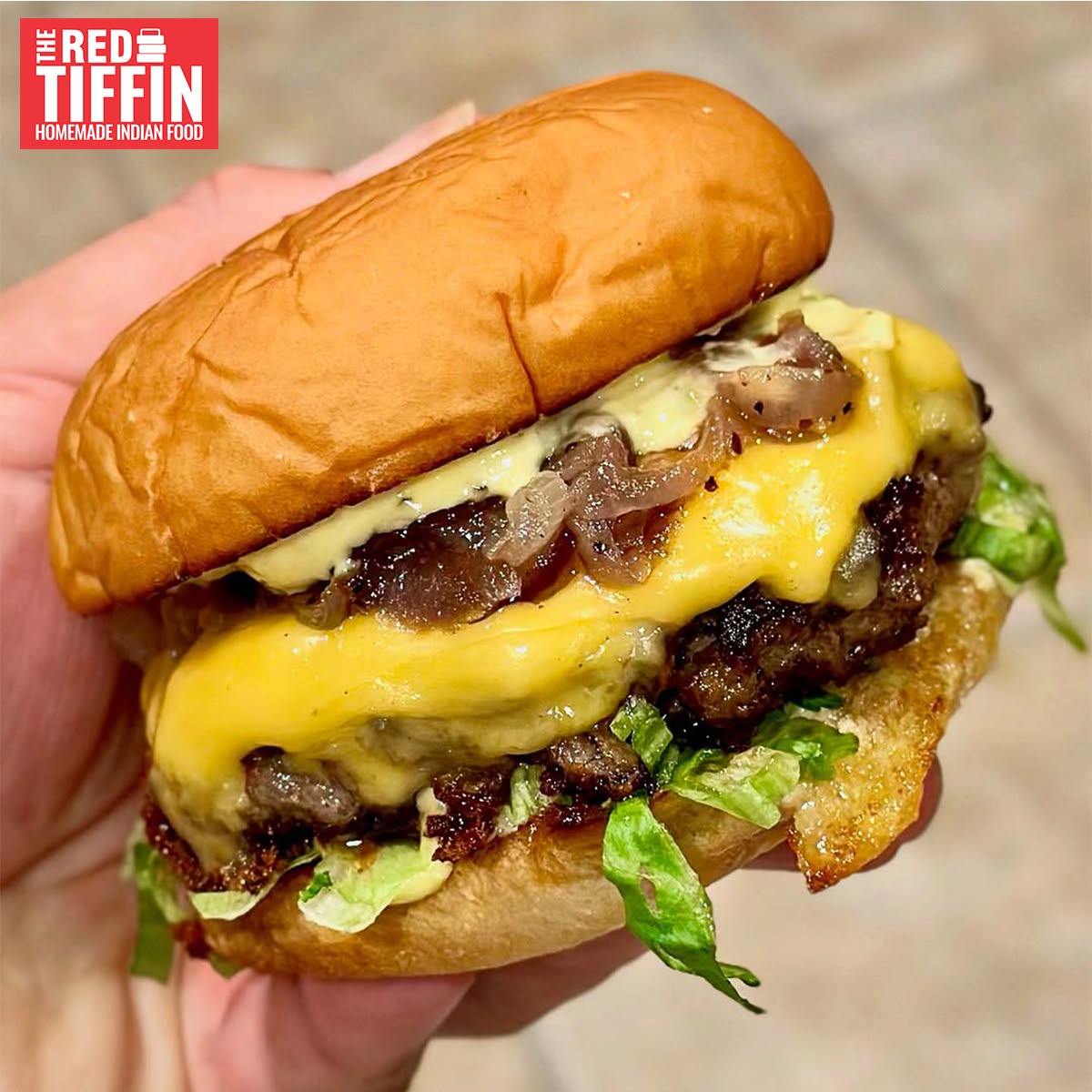 Juicy Hamburgers Served at Red Tiffin Takeaway in Glasgow